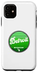 Coque pour iPhone 11 Vert rond rétro Detroit City Area Michigan MI Graphic