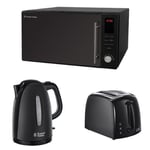 Russell Hobbs 30 L Digital Microwave with Textures Kettle, 1.7 L, 3000 W and Textures 2 Slice Toaster - Black