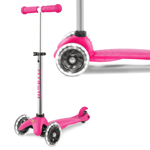 Micro Scooter Mini Plus 3-Wheels LED Lightweight Adjustable Handlebar Pink Girls