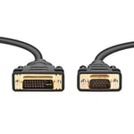 PremiumCord Câble de connexion DVI-I vers VGA 2 m, DVI-I - VGA (15 broches), mâle à mâle, câble pour appareils PC (analogique) /DVI-I, couleur noire