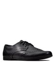Clarks Girls Youth Scala Lace Brogues - Black Leather, Black Leather, Size 4.5 Older