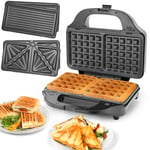 Electric Maker 3-in-1 Sandwich Toaster Waffle Maker Grill Panini Press 900W