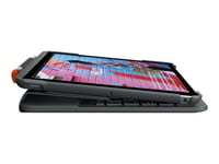 Logitech Slim Folio - Clavier et étui - sans fil - Bluetooth LE - QWERTY - Italien - gris oxford - pour Apple 10.2-inch iPad Wi-Fi; 10.5-inch iPad Pro Wi-Fi; 10.9-inch iPad Wi-Fi; iPad Air Wi-Fi