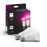 Philips Hue White and Colour Ambiance Smart Light Bulb 2 Pack 75W - 1100 Lumen [E27 Edison Screw] With Bluetooth. Works with Alexa, Google Assistant and Apple Homekit