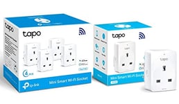 TP-Link Tapo Smart Plug Wi-Fi Outlet, Works with Amazon Alexa (Echo and Echo Dot), Google Home, Wireless Smart Socket (4-Pack) & Tapo Smart Plug Wi-Fi Outlet, Works with Amazon Alexa, Google Home