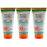 Garnier Kids Sensitive 3x 150ml Sunscreen Milk SPF 50+ for Children Waterproof
