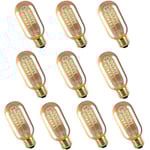 10 st 40w Edison Vintage Glödlampa Dimbar T45 Spiral Filament E26 E27 Bärnsten--(WR)