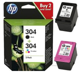 HP304 Combo Tri-colour & Black Ink Cartridges Twin Pack  for deskjet 2620, 2634