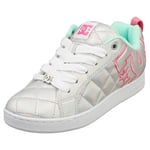 DC Shoes Court Graffik Se Womens Silver Pink Skate Trainers - 4 UK