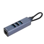 USB till Ethernet-adapter 4 portar 100 Mbps 5 Gbps Aluminiumlegering USB 3.0 Hub för Laptop Datorplatta