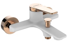 White Rose Gold Bath Mixer Tap Wall Mounted Single Lever