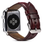 Apple Watch 9/8/7/6/5/4/3/2/1/SE - 41/40/38mm Armband i äkta läder 22mm Vinröd