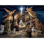 Diamond Painting 5D DIY Full Drill Kit Large Size Birth Jesus Chris Crystal Rhinestone Embroidery Pictures Cross Stitch Craft Mosaic for Home Canvas Wall Deco Square Drill,30X50cm