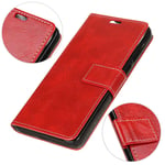 KM-WEN® Case for Nokia 9 (5.9 Inch) Book Style Retro Crazy Horse Pattern Magnetic Closure PU Leather Wallet Case Flip Cover Case Bag with Stand Holster Protective Cover Red