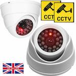 2 x DUMMY DOME CCTV SECURITY CAMERA FLASHING LED INDOOR OUTDOOR FAKE CAM UK