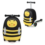 2-in-1 Ride On Scooter Suitcase 19”Kids Travel Luggage with Waterproof EVA Shell & LED Flashing Wheels