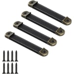4 st Retro Läderhandtag Möbelhandtag Dörrhandtag Låda Handtag Vintage Skåp Dörrknoppar Läder Drag Skåp Handtag 96mm