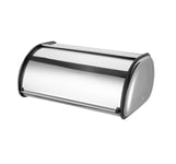 Bread Bin Roll Top Stainless Steel Silver Bread Loaf Canister Vintage Metal Bread Box Rolling Container Kitchen Home Food Storage (42x27x19cm)