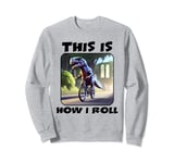 11 Year Old Birthday Party T-Rex Dinosaur Riding a Bike Kids Sweatshirt