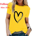 Womens Summer Shirts Short Sleeve T Shirt Yellow Xxl