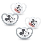 NUK napp Space Disney "Mickey" 6-18 månader, 4 st. i grått/vitt