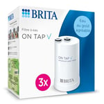 BRITA Pack de 3X filtres à Eau on Tap V (= 4 Mois de Filtration) - pour Une Eau filtrée au goût agréable instantanément, Directement Depuis Votre Robinet de Cuisine.