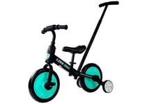 Trehjulet balancecykel med pedaler 3i1 sort og mint