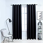 vidaXL Blackout Curtains with Metal Rings 2 pcs Black 140x245 cm Room Curtain