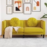 2-personers sofa med hynder velour gul