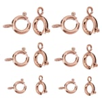 UNICRAFTALE 12pcs 3 Sizes 5/6/7.7mm Rose Gold Spring Clasps Stainless Steel Spring Ring Clasps Closed Ring Clasps Vacuum Plating Clasp Connector Findings for DIY Jewelry Making