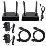 1080P Wireless HDMI Extender Video Kit Transmitter and Receiver, 2. 4G / 5G Dual-Frequency 50-100M Support IR Remote,DVD, DVR, IPTV, CCTV Camera, Satellite Receiver, Digital Set-top Box(UK)