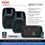 Vector VRC-210 1000W DJ PA System Kit Package Bluetooth Mixer 10" Speakers Leads