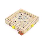 Janod - Jeu Labyrinthe en Bois Enfants et Adultes - Jouet Traditionnel - Parcours de Bille - 2 Billes Métal Fournies - Développe la Concentration et l'Adresse - Jouet en Bois FSC - Dès 5 Ans - J03371
