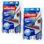 2 x Vileda Ultramax Refill Replacement Head Microfibre Flat Mop + Cotton 2 PCS