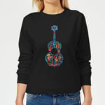 Coco Guitar Pattern Women's Sweatshirt - Black - XL