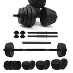 Haloyo - Haltère Réglables, 2 en 1 Haltères Musculation 20KG, avec Barre d'Extension, pour Entraînement Homme Gym Musclation Fitness