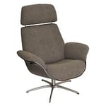 Nordic Furniture Group Falcon Hellegjerde fåtölj tyg brun/ek brun och ben metall borstad
