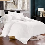 Sapphire Collection Egyptian Cotton 500 TC Hotel White Bedding Set Duvet Cover with Oxford Style Pillowcase Pair (White, King)