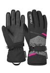 Reusch Women's Extra Warm Waterproof and Breathable Ski Gloves, Blck/Blck Melang/Pink Glo, 7.5