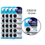 CR2016 20-pack Lithium batterier CR 2016 3V PKCell batteri Metall utseende