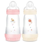 MAM - Lot de 2 biberons Easy Start Anti-Colique 2+ mois débit moyen (2 x 260 ml) Bonbon + Coton – Biberon pour réduire les coliques et l'inconfort de bébé – Biberon bébé compatible avec l'allaitement