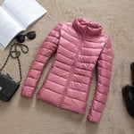 2020 New 90% Down Jacket Women Autumn Winter Coat Lady Down Jacket,Pink Stand collar,4XL