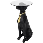 Table basse déco chien assis plateau en verre 66 cm - Noir