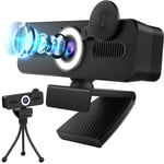 Webcam for PC, HD 1080P Webcam with Ring Light, USB Webcam with Microphone, Plug and Play, 2021 EISEI Streaming Web Camera for Video Calls, Meeting, Zoom, Skype, Facetime, Windows, Linux, and macOS