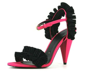 Stella Luna Womens EU 38.5 UK 5.5 Pink Black Ruffle Heeled Eventail Open Sandals