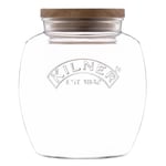 Kilner Glass Jar with Wooden Push Top Lid 2L Airtight Seal Storage Jar Kitchen
