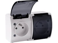 Orno Dubbeluttag 2X2p+Z Aquatic, Ip44, Rökt Vit, 10 St.
