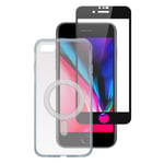 iPhone SE (2022 / 2020) / 8 4smarts Second Glass X-Pro 360° Beskyttelsessett Premium - MagSafe-Kompatibel - Deksel + Herdet Glass)