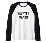 HAUNTED MANOR Rock Grunge Rusted Paranormal Haunted House Raglan Baseball Tee
