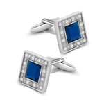 Mors dag Dam herr Manschettknappar Swarovski Kristall Fyrkantig Blå Manschettknappar Klassisk Skjorta Kostym Manschettknappar Bröllop Födelsedag Företagsgåvor